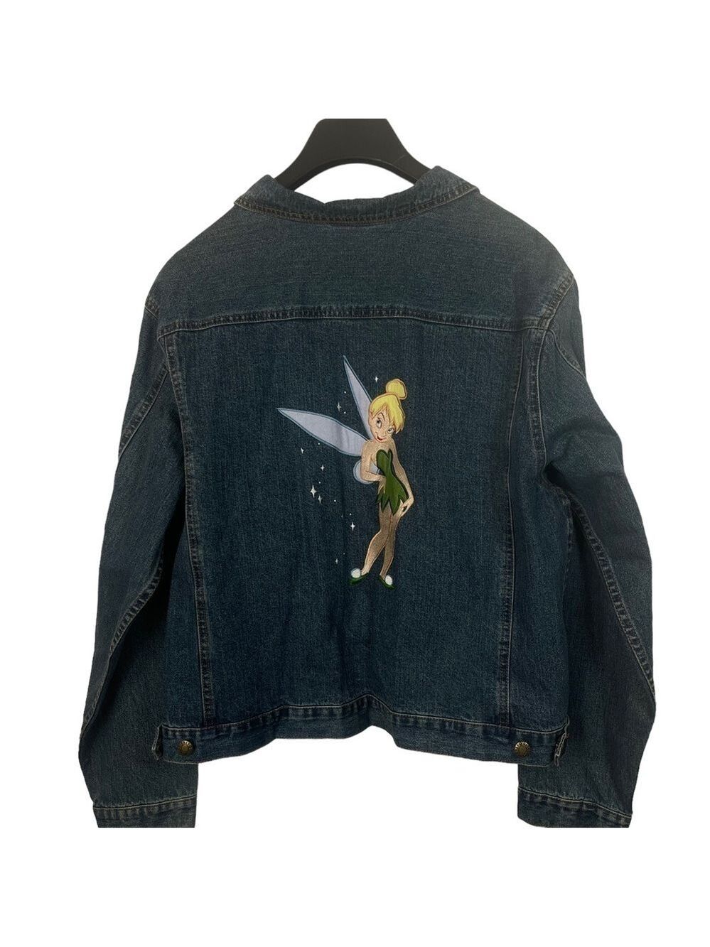 Disney Tinkerbell Jean Jacket Womens XXL Mickey Theme Park Movie Trivia